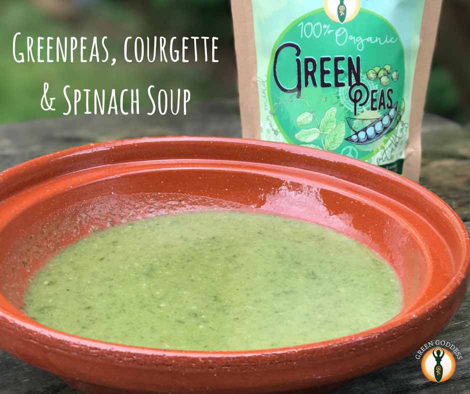 Greenpeas, courgette and spinach soup