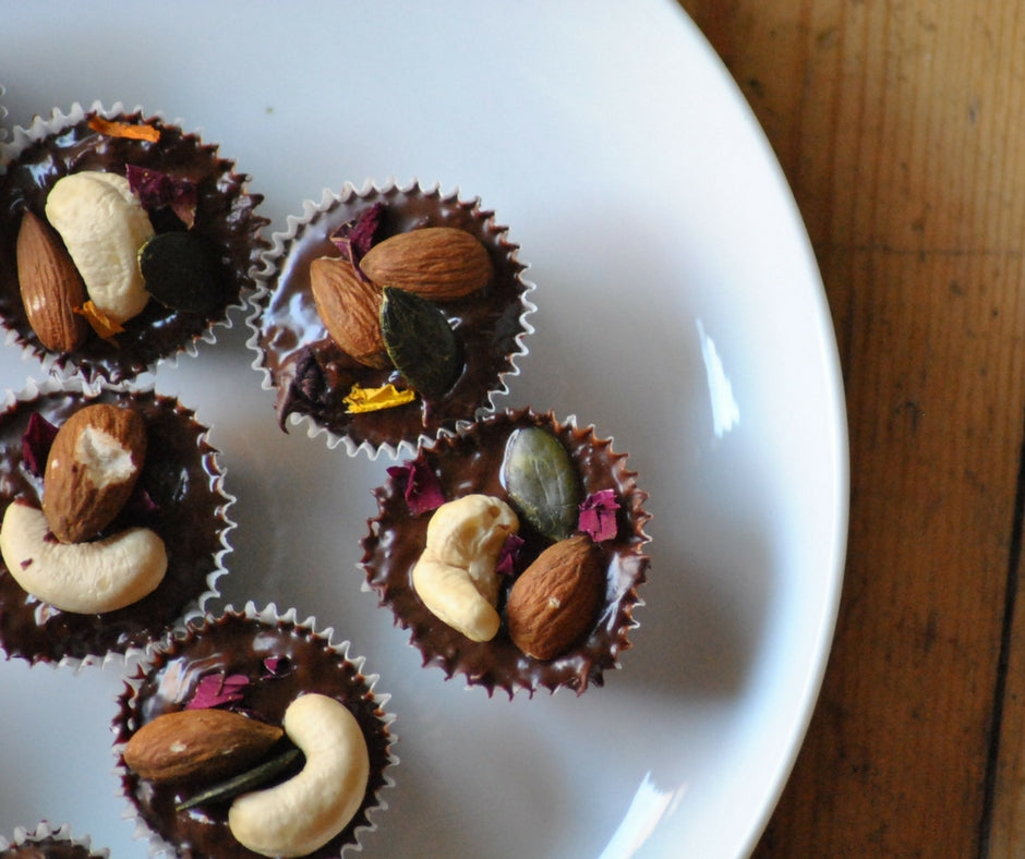 Vegan raw chocolate nut cups 